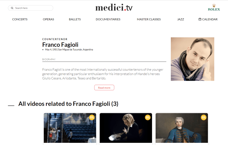 External link to Franco Fagioli - page on Medici tv